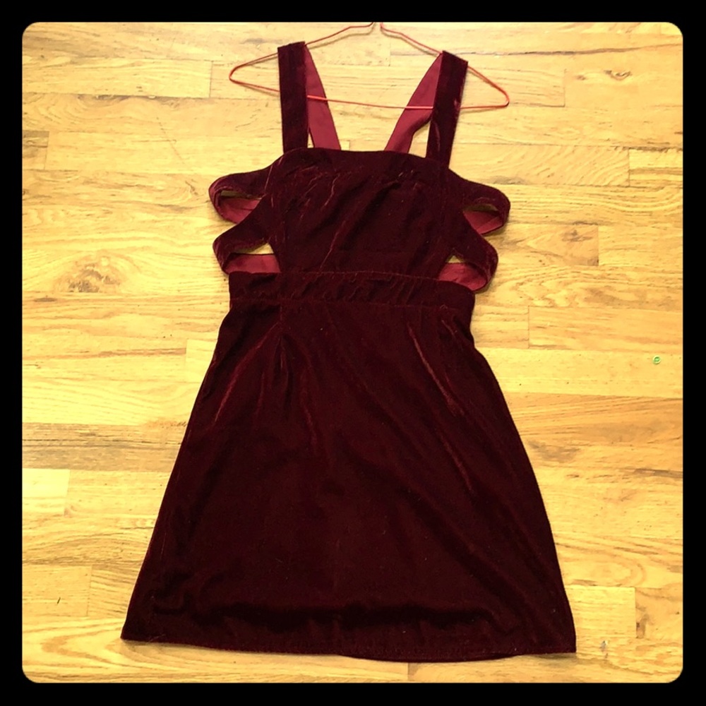 Deep Red Velvet Forever21 Dress w/ Back Cutouts